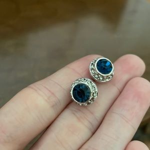 Blue diamond stud earrings